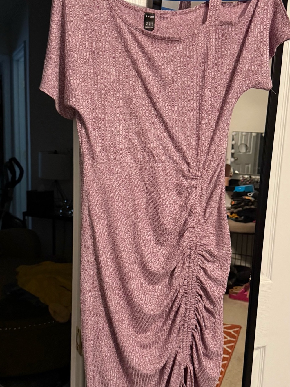 SHEIN Mauve Pink Ruched Side Midi Dress
